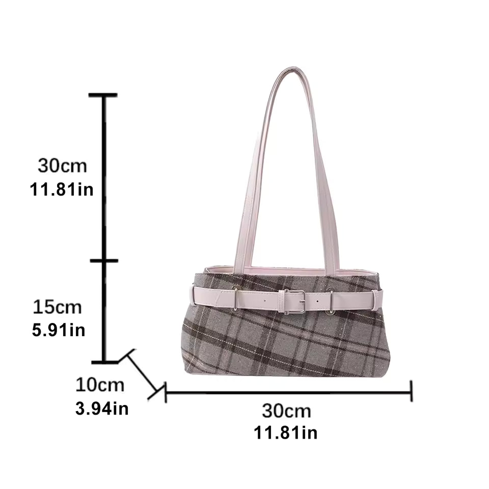 Canvas Plaid Tote Bag for Women – Vintage Checkerboard Grid Shoulder & Top-Handle Handbag